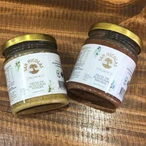 pasta de aceituna verde x 170 grs + pasta de aceituna negras x 170 grs San nicolas