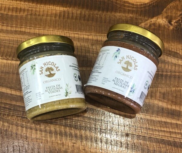 pasta de aceituna verde x 170 grs + pasta de aceituna negras x 170 grs San nicolas