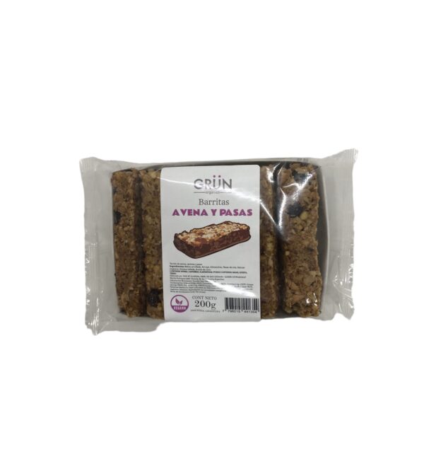 barritas de avena y pasas grun x 200 grs