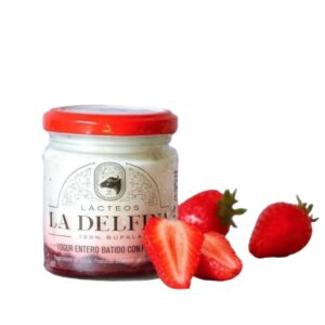 yogur entero batido natutal de bufala con frutillas organicas la delfina x 160 grs (vto 21//12)