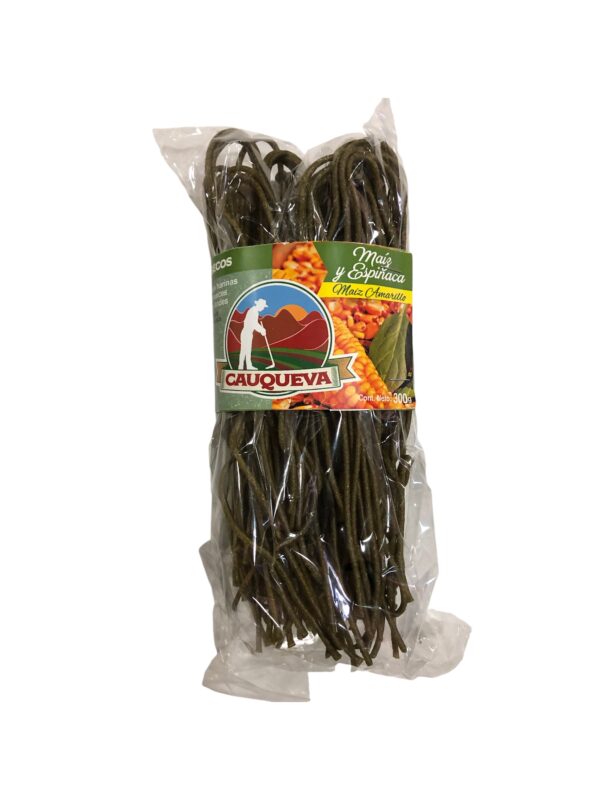 fideos de maiz amarillo y espinaca Cauqueva x 300 grs