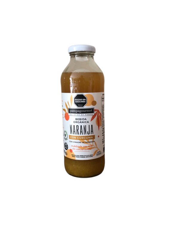 jugo de naranja con curcuma y vinagre de sidra de manzana pampa gourmet x 500 cc