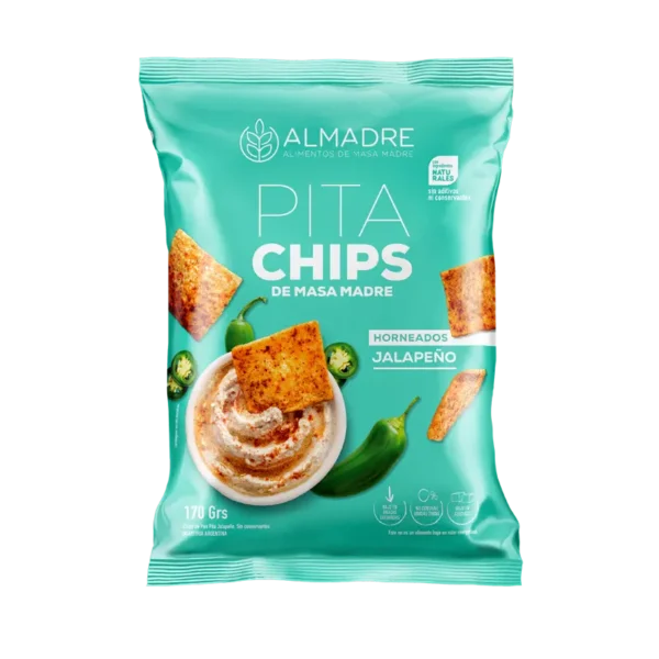 pita chips de masa madre jalapeño almadre x 115 grs