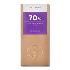 tableta 70% cacao con almendras y coco dr cacao x 50 grs