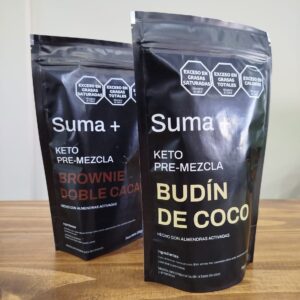 premezcla keto brownies doble cacao x 160 grs + premezcla keto budin de coco x 160 grs Suma+