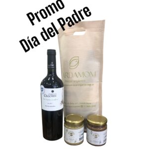 Vino organico sin sulfito malbec familia cecchin + pasta aceituna verde + pasta aceituna negra San nicolas