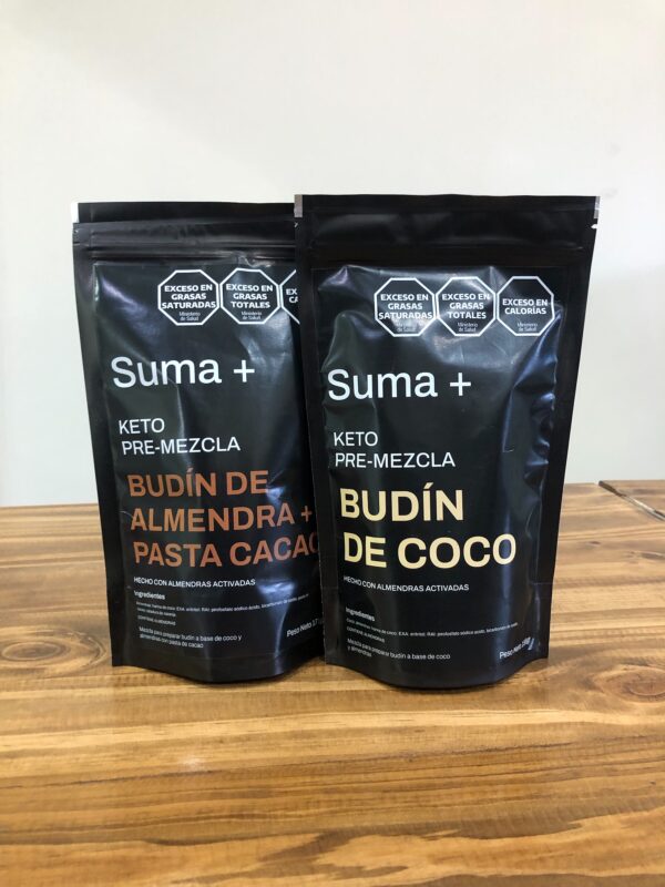 premezcla keto almendra y pasta cacao x 170 grs + premezcla keto budin de coco x 160 grs Suma+