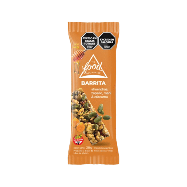 barrita de almendra girasol mani y pasas food alchimist x 28 gs