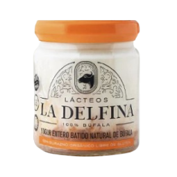 yogur entero batido natutal de bufala con duraznos organicos la delfina x 160 grs