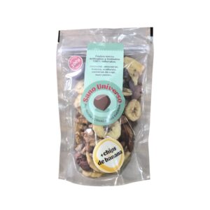 mix de frutos secos activados y tostados + banana Sano universo x 100 grs